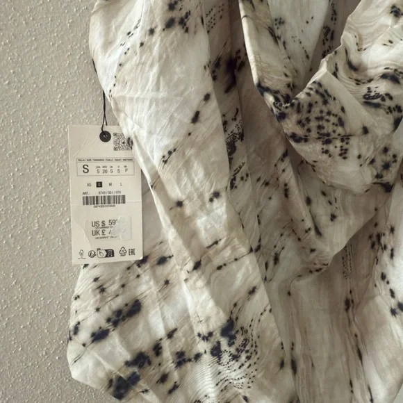 NWT $59 Zara Voluminous Printed Top Blouse Womens Small Sleeveless Cotton - Picture 2 of 11